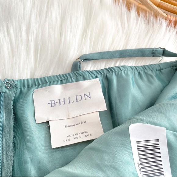 BHLDN Anthropologie Eva Maxi Dress Sage Moss Green Drape V-neck Gown Bridesmaid - Picture 8 of 13